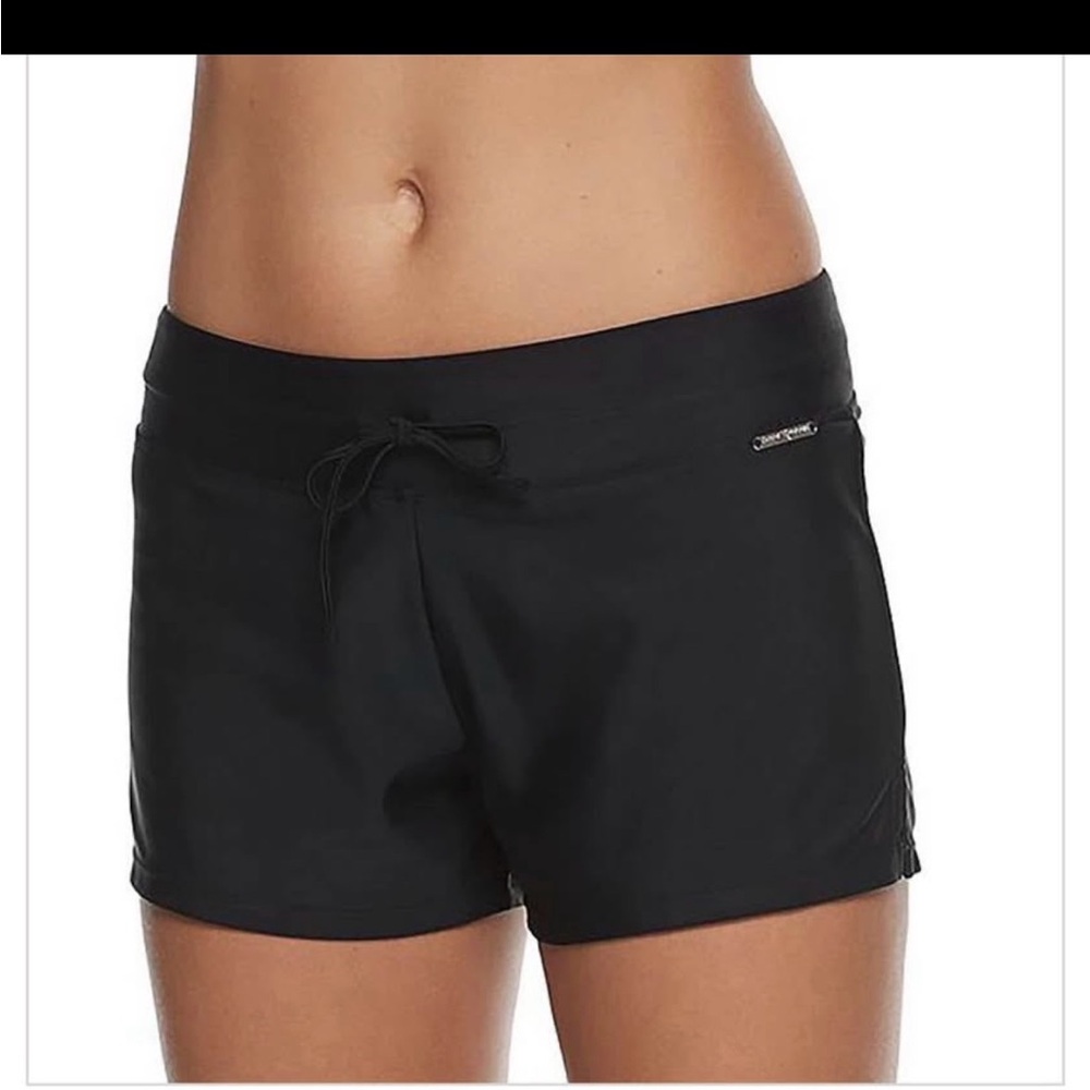 Women's Black Swim Shorts - Athletic Drawstring